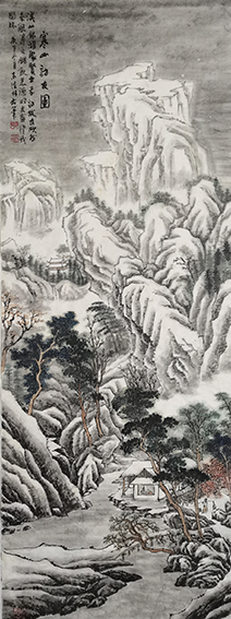 高健林作品4《寒山访友图》  尺寸：120X55cm  庚子冬月